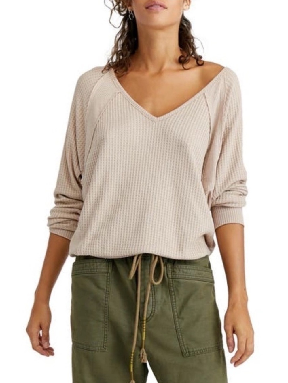 Free People Santa Clara Thermal Top Beige XS Lounge Comfort
